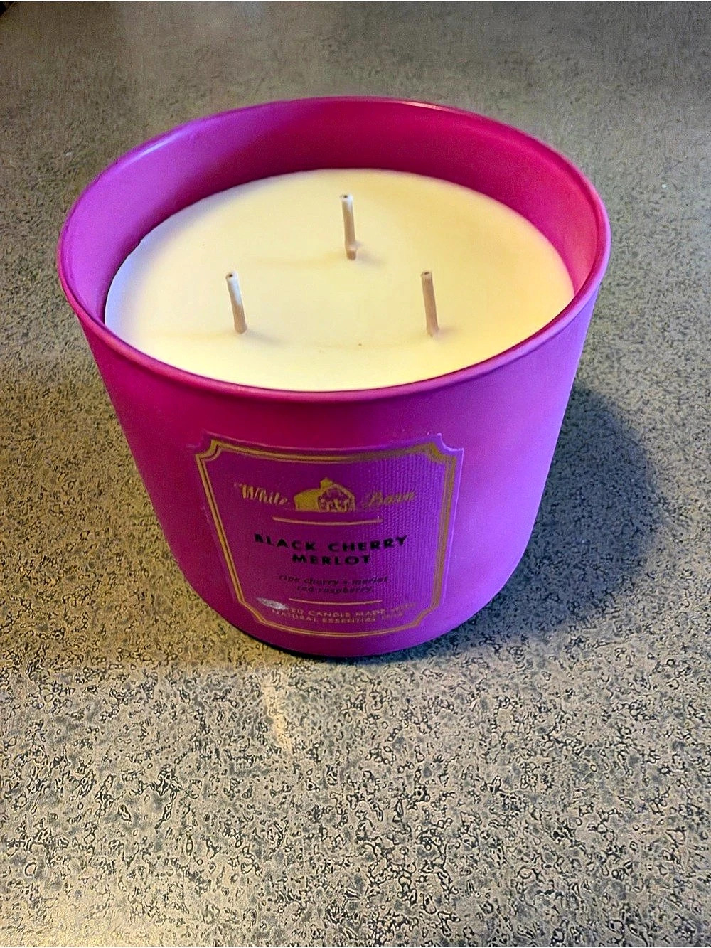 White Barn Black Cherry Merlot 3-Wick Candle Pink & Purple